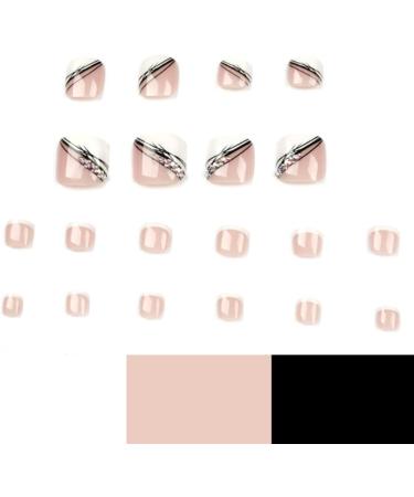 SINLOV Pink Square Fake Toenails Shiny Crystal Print on False Toe Nails Short Full Cover False Artificial Toenails Nails for Women and Girls  - Buy Online on GoSupps.com