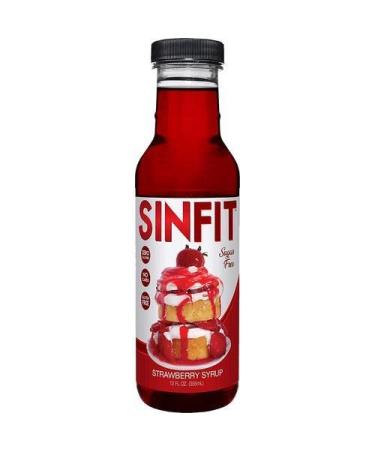 Sin Fit Pancake Syrup | Sugar Free Syrup | Zero Calories Sugar-Free No Carbohydrates No Fat Gluten Free | 60 mL Per Serving | 12 Fl Oz. / 355 mL (Strawberry)