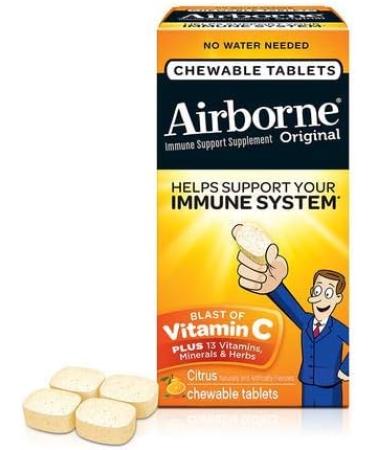 Airborne Chewable Tablets With Vitamin C - Citrus - 32 Tablets - Buy Online on GoSupps.com