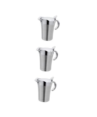 Zerodeko 3pcs Insulated Gravy Boat Containers with Lids Oil Dispenser Bottle Sauce Containers Serving Glass Dispenser Salad Dressing Server Pourer Oil Bottle Stainless Steel Glass Sauce Size 2x3pcs As Shownx3pcs