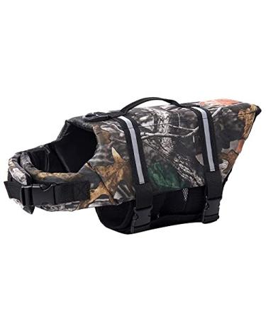 Dog life jacket swimming safety coat swimming vest lifeguard with handle for small dog puppies large dog (camouflage xxl) xxl camouflage