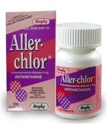 Rugby ALLERCHLOR/CPM 4MG TAB CHLORPHENIRAMINE Maleate-4 MG Yellow 100 Tablets UPC 305361006013