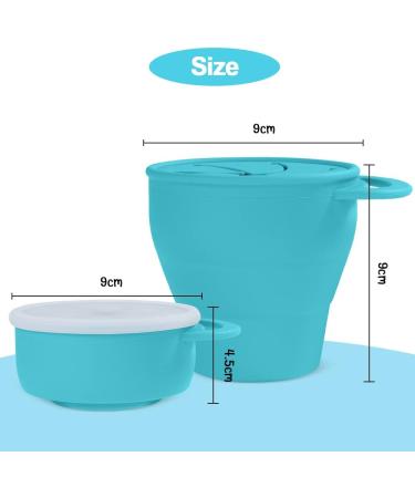 Vicloon Collapsible Silicone Baby Snack Cup - Non Spill Snack Catcher with Lid for Toddler, Blue - Buy Online on GoSupps.com