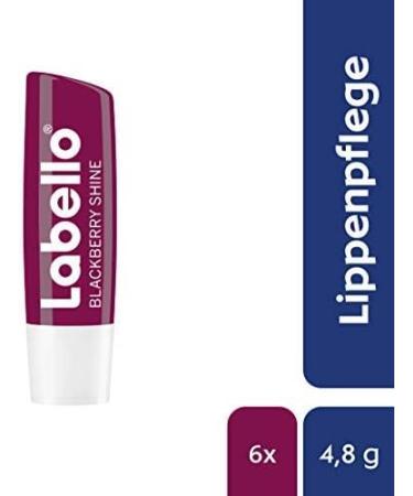  Labello Labello Blackberry Shine Lip Balm 6 Pack (6 x 4.8g) with Soft Red Shine and Shimmering Pigments Lip Care Without Mineral Oils - Buy Online on GoSupps.com