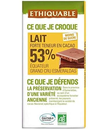 ETHIQUABLE - Milk Chocolate 53% Cocoa Ecuador Organic 100G - Pack of 4 - Sold in Packs - Buy Online on GoSupps.com