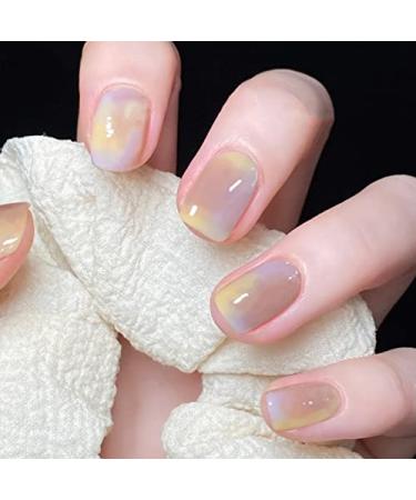 Coffin False Nails Short Fake Nails Natural Gradient Press on Nails Bellarina Acrylic Stick on Nails 24pcs for Women and Girls (Color : 2 Size : Free size) 1 count (Pack of 1) 2