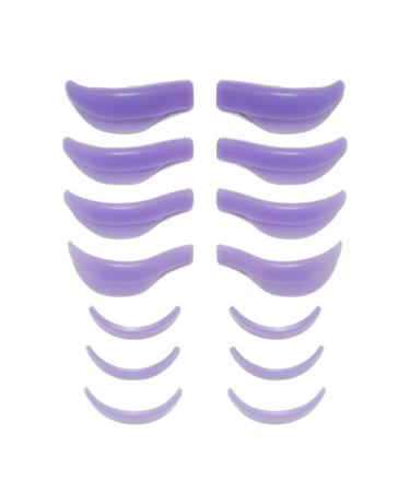 7 Pairs Silicone Eyelash Curler Pads Lash Lift Lamination Pad Eyelash Perm Shields with Embedded Ridges Reusable Eyelash Curlers for Extension(Purple)