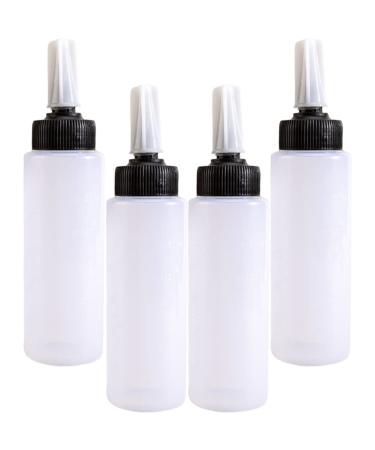 FRCOLOR 4pcs Bottle Cleaning Pot Salon Applicator Bottle Empty Squeeze Bottles Hair Coloring Bottle Applicator Highlight Cap Graduated Cylinder Plastic Self-confessed White