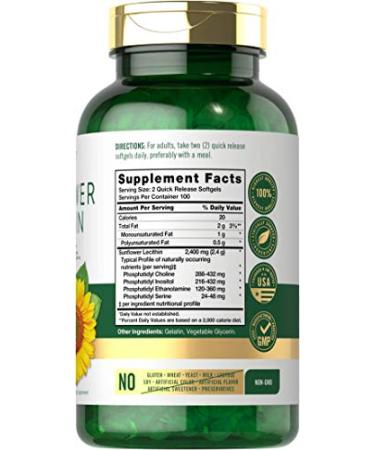 Carlyle Sunflower Lecithin 2400mg - 200 Softgels | Non-GMO, Gluten-Free Supplement - Buy Online on GoSupps.com