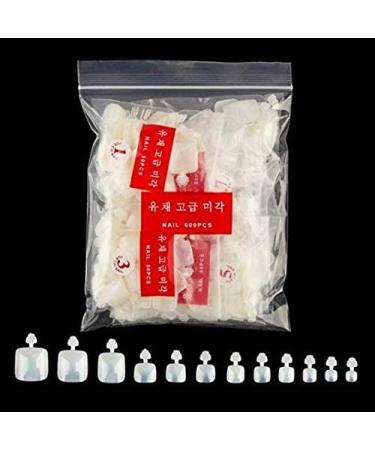 DNHCLL 600 PCS 12 Sizes False Toenails Full Cover Artificial French Acrylic Toenails for Nail Salons and DIY Nail Art (Natural)