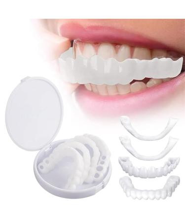 Brigtviee 2 Pairs of False Teeth Veneers Temporary Smile Dentures Upper and Lower Instant Whitening Dentures ClipIn Veneers for Men and Women Confident Smile