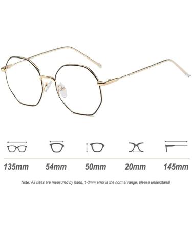 VOOLGA Classic Retro Blue Light Filter Glasses - Polygon Fashion Glasses for Men & Women - Anti-Blue Light Metal Glasses in Black & Gold - Buy Online on GoSupps.com
