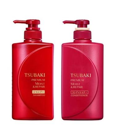 Shiseido TSUBAKI Premium Moist & Repair Shampoo & Conditioner Set 490ml - Hydrating Hair Care - Buy Online on GoSupps.com