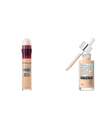 Maybelline New York Multi-Use Concealer and Contour Product & New York Super Stay Up To 24H Skin Tint Foundation skin-like coverage with Vitamin C* Shade 120 30 ml 120 + Foundation