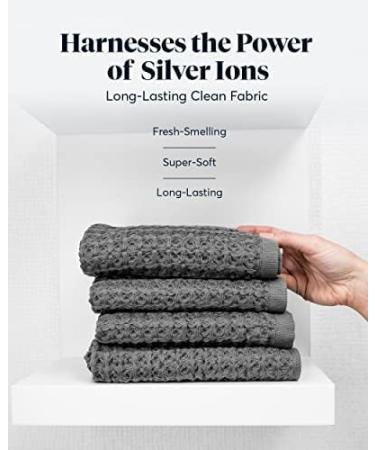 SUTERA Silverthread Waffle Towel California | Quick Drying & Ultra Soft Luxury Hand Towel | Grey 16x30 - Buy Online on GoSupps.com