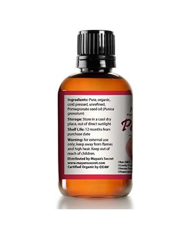 USDA Certified Organic Pomegranate Seed Oil - Cold Pressed Pure Skin & Hair Rejuvenating Oil - Buy Online on GoSupps.com