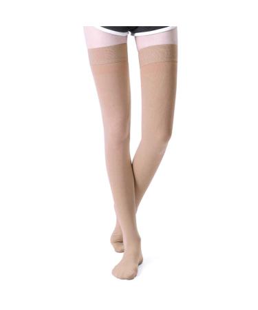 Keephen Medical thighs High compression stockings for varicose veins swelling edema grade class II (23-32mmhg) gradient compression beige closed toe