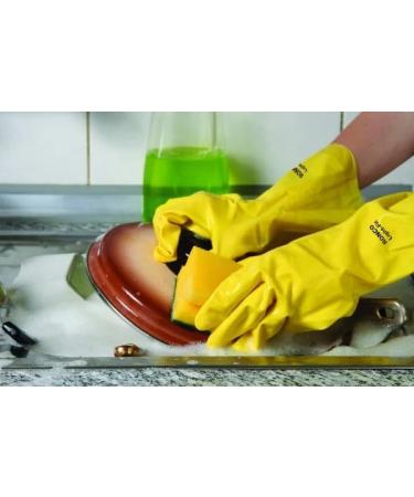 LIGHT-FIT Latex Reusable Glove Flocklined | 12 Pairs of Household Kitchen Gloves. Large Yellow - Buy Online on GoSupps.com