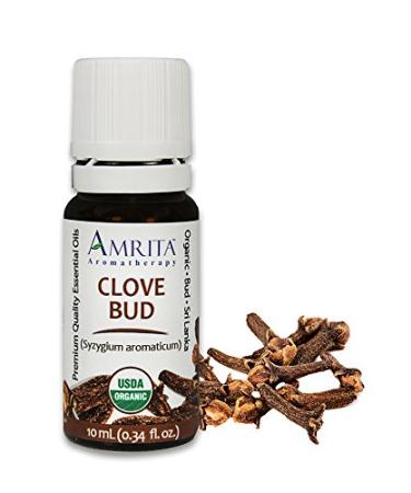 Amrita Aromatherapy Organic Clove bud Essential Oil 100% Pure Undiluted Eugenia caryophyllata Therapeutic Grade Premium Quality Aromatherapy oil Tested & Verified 10ML