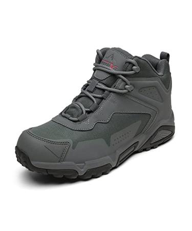NORTIV 8 Men's Waterproof Hiking Boots Military Tactical Work Boots Lightweight Mid Ankle Trekking Outdoor Combat Boots 6.5 Grey