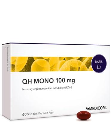 Medicom-QH Mono 100 mg high-dose ubiquinol Kanekatm QH bioactive Coenzyme Q10 bioavailability from natural yeast ferver-60 soft gel capsules