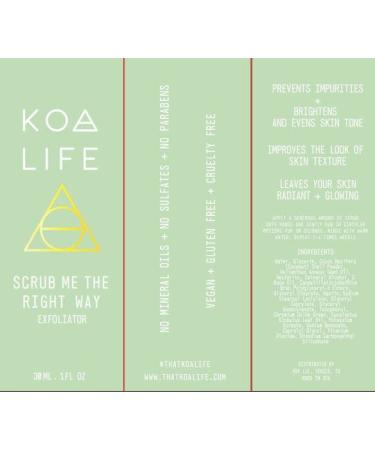 Koa Life Exfoliating Face Scrub - Vegan Eucalyptus & Coconut Shell Scrub for Sensitive Skin - 15ml - Buy Online on GoSupps.com