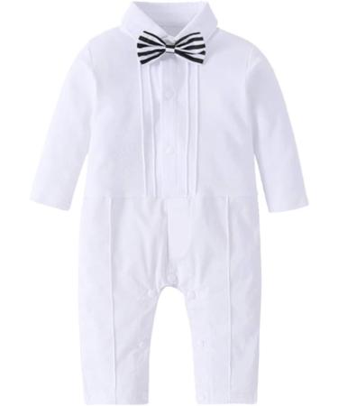 AmzBarley Baby Boys Gentlemans Outfit Suit | Kids Tuxedo Rompers | White 278 | 12-18 Months - Buy Online on GoSupps.com