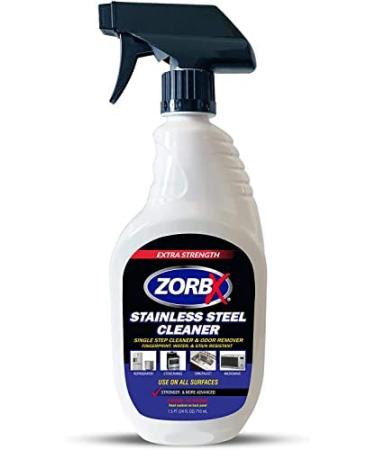 ZORBX Stainless Steel Cleaner Spray - Perfect Appliance Cleaner Solution to Remove Unpleasant Odors & Unwanted Stains from Stainless Steel Surfaces | Ideal for Home or Restaurant Usage (24 Fl Oz)