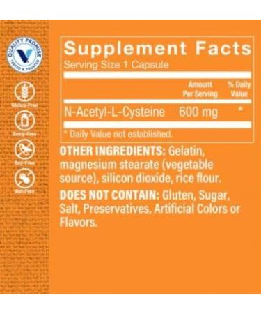 The Vitamin Shoppe NAC N-Acetyl-L-Cysteine 600mg Capsules - Immune & Antioxidant Support - Buy Online on GoSupps.com