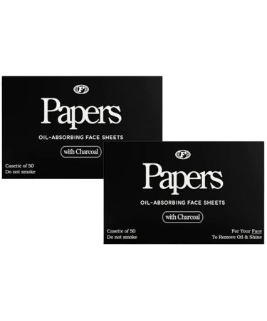 FRONTMAN Papers Charcoal Oil-Absorbing Face Sheets - Control Shine Remove Excess Oil and Unclog Pores 50 Face Sheets per Pack Pack of 2 50 Sheets (Pack of 2) Charcoal