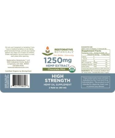 Restorative Botanicals High Strength Hemp Oil 1250mg | Chocolate Mint Flavor | 2 oz - 120 Servings - Buy Online on GoSupps.com