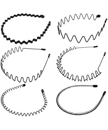 6pcs Wavy Non-Slip Metal Headband Hair Accessories for Women and Men