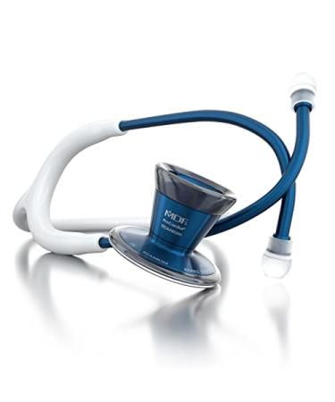 MDF Instruments ProCardial Cardiology Stethoscope Lightweight Titanium Adult Dual Head White Tube Titanium Blue Capridium Chestpiece-Headset MDF797TCD29