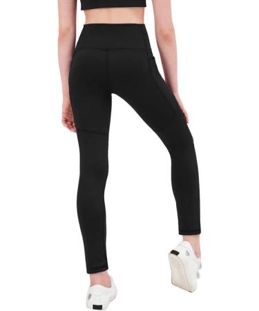 Girl's Black Athletic Leggings with Pockets - Compression Dance Tights for Yoga - Size 12 Years - Buy Online on GoSupps.com