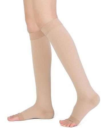 TOFLY Medical Compression Stockings 20-30 mmHg Knee High Open-toe Beige - L Size - Buy Online on GoSupps.com