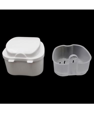 Eriction 2PCs Dental False Teeth Storage Box Organizer - Blue & White Bathroom Container for Dentures | Portable & Easy Cleaning - Buy Online on GoSupps.com