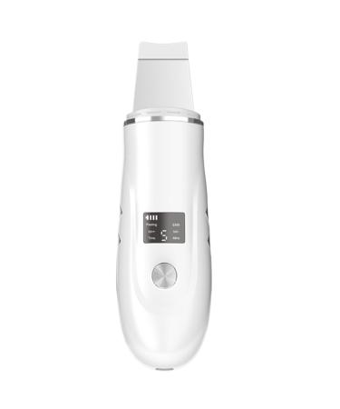 Skin Scrubber 4 in 1 LED Facial Spatula for Pore Cleaner with Curved Blade Removing Blackhead 600mAh USB Rechargeable Skin Care Portable Pore Extractor (White)