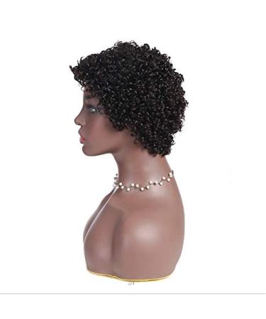 Shimei Short Afro Kinky Curly Human Hair Wig - 8 Inch, None Lace Front, Glueless Pixie Cut Machine Made Unprocessed Virgin Hair - Natural Color - Buy Online on GoSupps.com