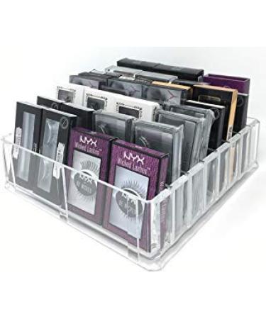 BY ALEGORY byAlegory Acrylic Makeup Eyelashes 'Lash' Organizer w/Removable Dividers Designed To Stand & Lay Flat 8 Space False Eye Lash Extension Cosmetic Storage - Clear Medium Clear