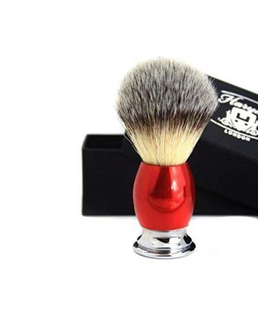 Synthetic Hair Shaving Brush Red & Silver Handle with Classic Box Gift for Men Gift Box