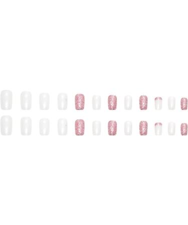 Justotry 24 Pcs Red Glitter Square False Nails - Medium Milky French Press-on Nails for Women | Easy Short Fake Nails with Nail Glue | Squoval Nails Art Kit - Buy Online on GoSupps.com
