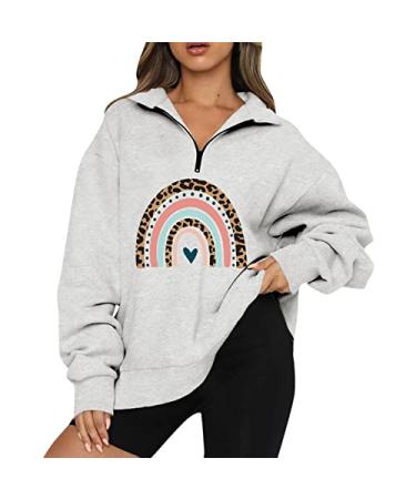 Women's Casual Autism Awareness Sweatshirts 1/4 Zipper Long Sleeve Fall Top Oversized Pullover Tunics Y2k Zip Up Fashion H63-white Large