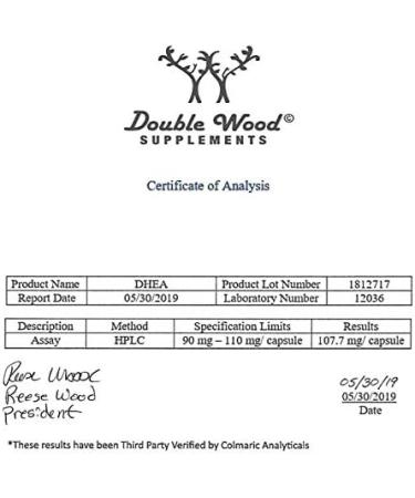 DHEA 100mg | 180 Capsules | Max Strength 6 Month Supply | Third Party Tested | Hormone Balance & Healthy Aging by Double Wood - Buy Online on GoSupps.com