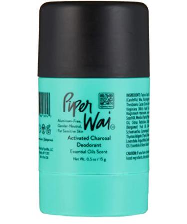 PiperWai Natural Mini Deodorant w/Activated Charcoal | 24-Hour Sweat Protection Vegan Aluminum Free Deodorant for Women & Men | Scented Travel Deodorant Shark Tank Product | 15g