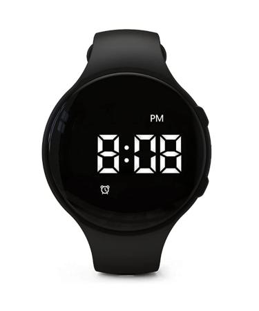 Vibration alarm clock silent medical memory clock - with timer and 15 daily alarm clock and lock screen (black circle) Black Round