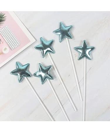 Buy Ailexi Handmade 10-Piece Leather Reflective Glitter Cake Toppers - Light Blue & Silver Stars for Cupcakes & Ice Cream - Buy Online on GoSupps.com