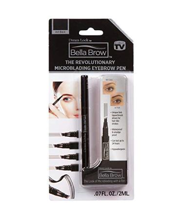 BELLA BROW By Dream Look Microblading Eyebrow Pen with Precision Applicator (Single Pack - Ash Black) As Seen On TV Natural Looking Smudge Proof Waterproof Long Lasting