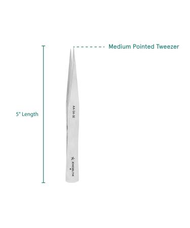 Excela Tweezer Medium Pointed Stainless Steel 5 - Precision Tweezers - Buy Online on GoSupps.com