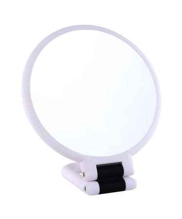 LOTIKO 1x 10x Magnifying Handheld Mirror ,Travel Folding Hand Held Mirror,Double Sided Pedestal Magnification and True Image Makeup Mirror, Portable Vanity Cosmetic Mirror for Women (White)