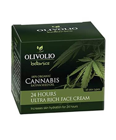 Olivolio botanics 91% Natural 24-Hour Active Moisturizing Cream with 100% Cannabis/Hemp Oil - Mineral Oil and Paraben Free